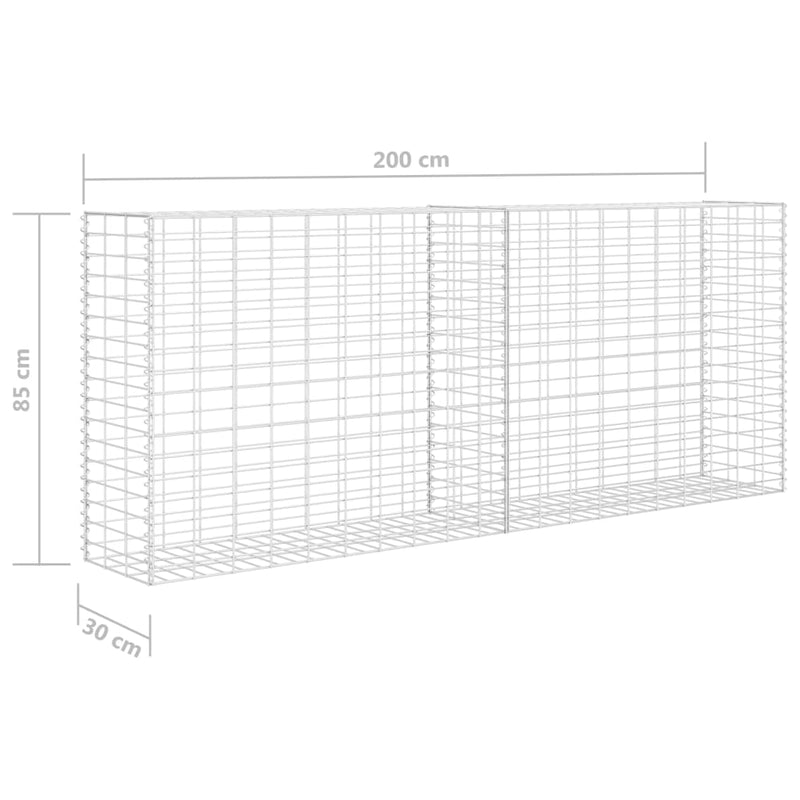 vidaXL horganyzott acél gabion kosár 85 x 30 x 200 cm