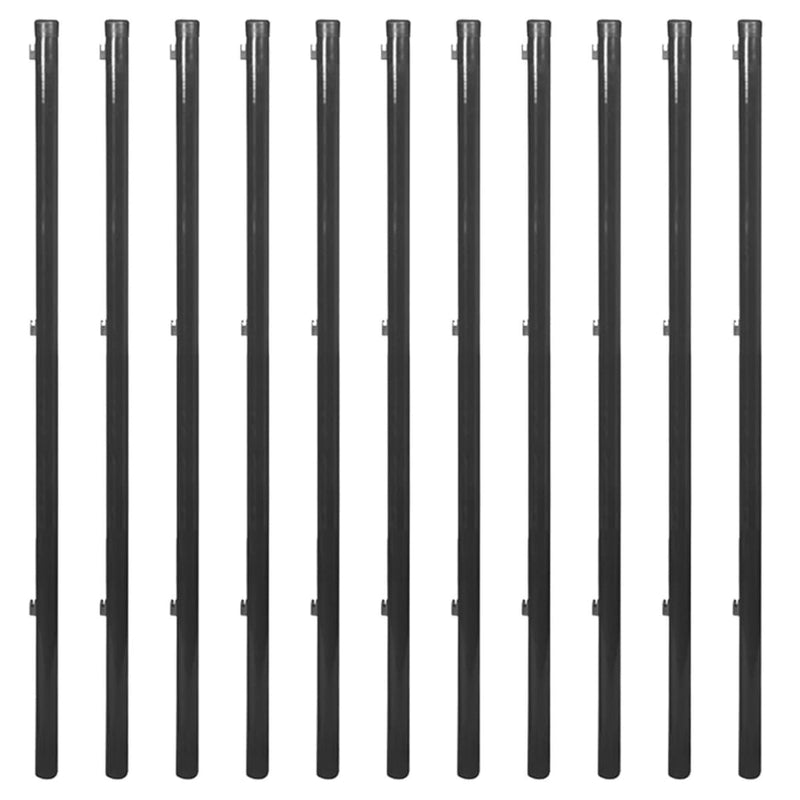 vidaXL szürke acél drótkerítés cövekekkel 0,8 x 25 m