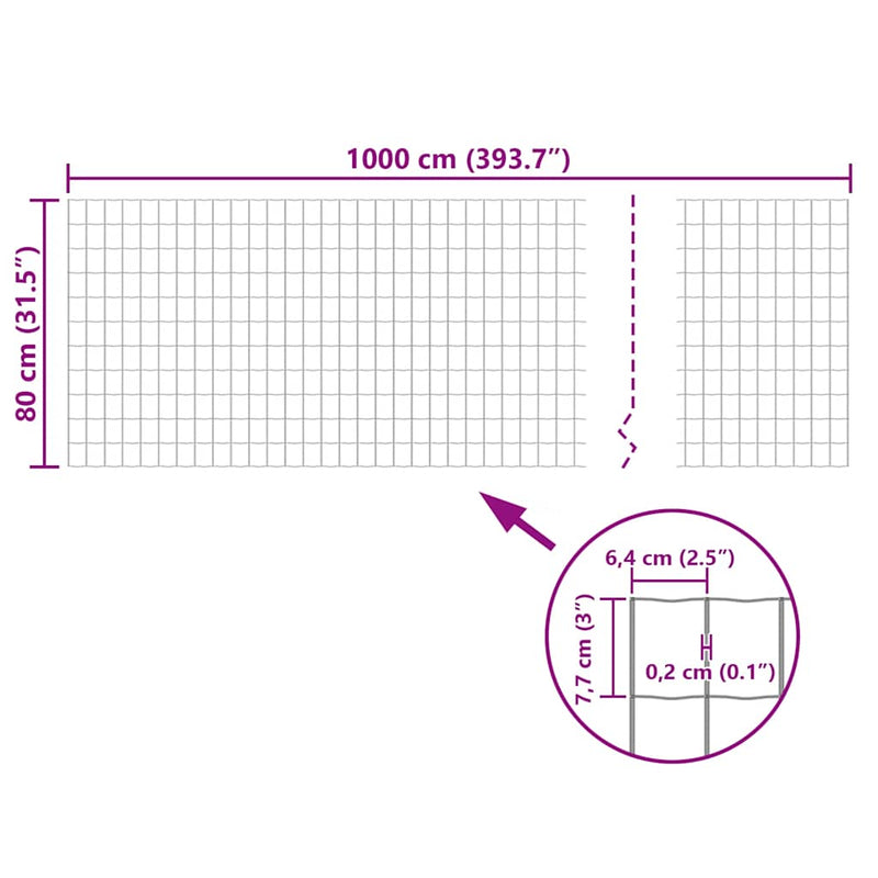 vidaXL Euro Fence szürke acélkerítés 10 x 0,8 m