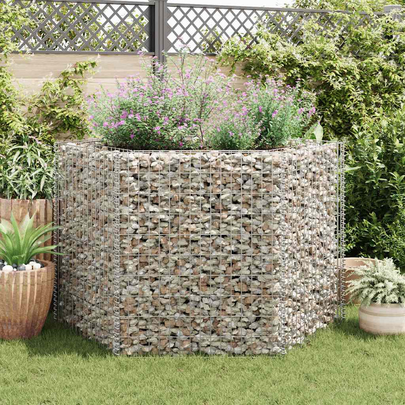 vidaXL hatszögletű gabion magaságyás 160 x 140 x 100 cm