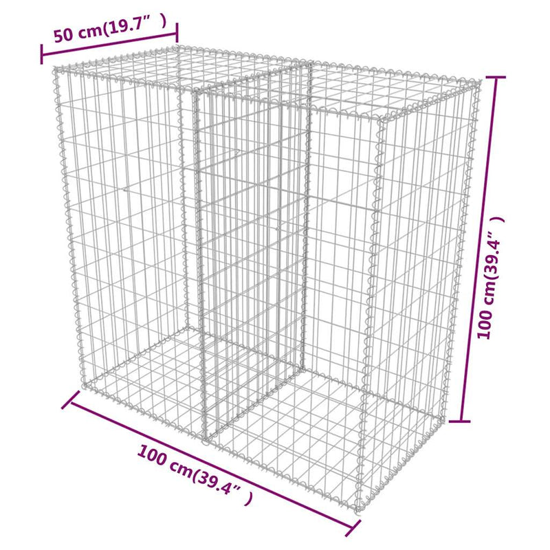 vidaXL horganyzott acél gabion kosár 100 x 50 x 100 cm