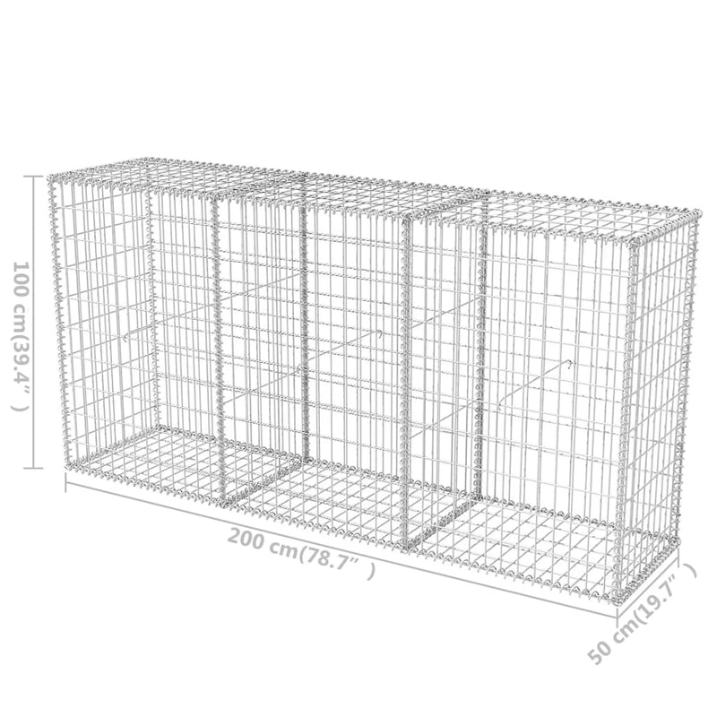 vidaXL horganyzott acél gabion kosár 200 x 50 x 100 cm