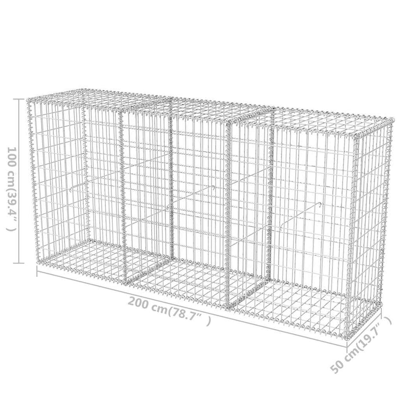 vidaXL horganyzott acél gabion kosár 200 x 50 x 100 cm