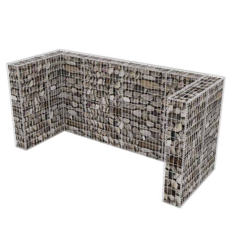 vidaXL acél gabion 3 db gurulós kukához 250 x 100 x 120 cm