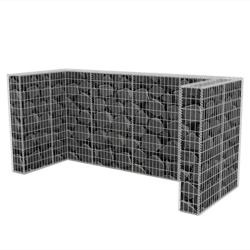 vidaXL acél gabion 3 db gurulós kukához 250 x 100 x 120 cm