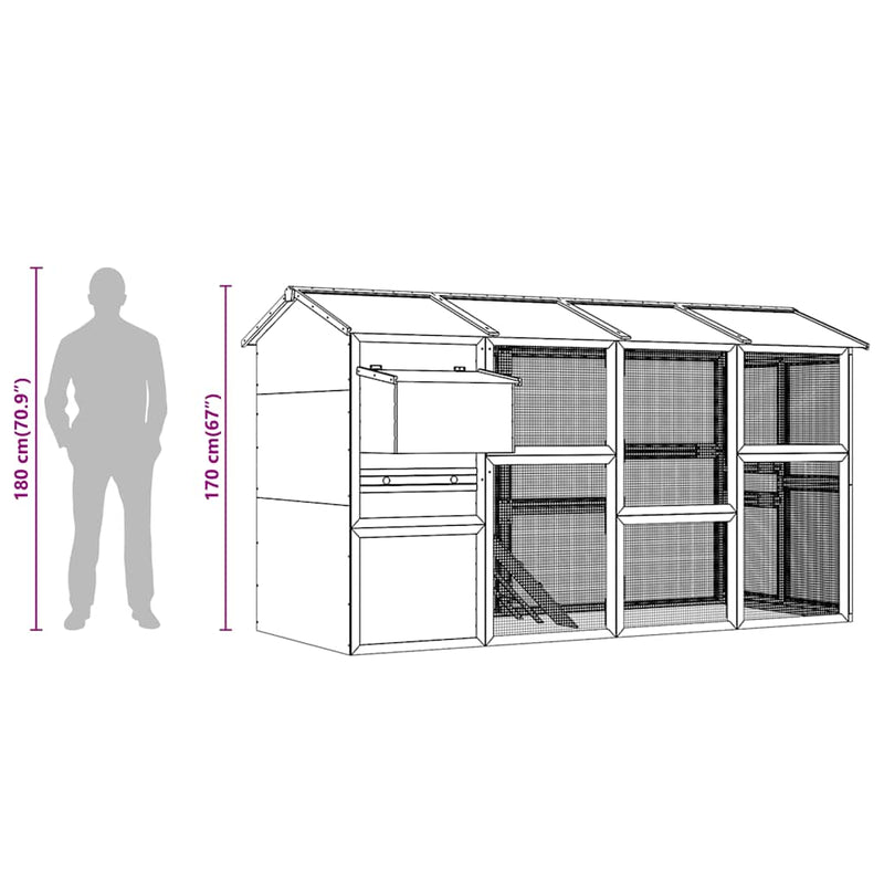 vidaXL fa tyúkól 295 x 163 x 170 cm