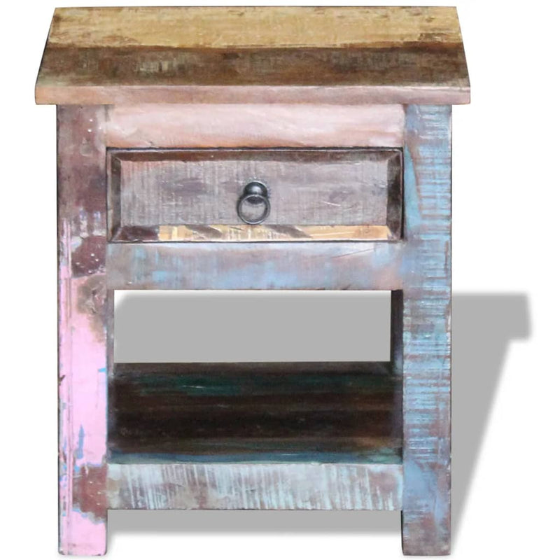 vidaXL 1 fiókos tömör újrahasznosított fa kisasztal 43 x 33 x 51 cm
