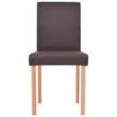 vidaXL 7 részes barna műbőr és tölgyfa étkezőgarnitúra