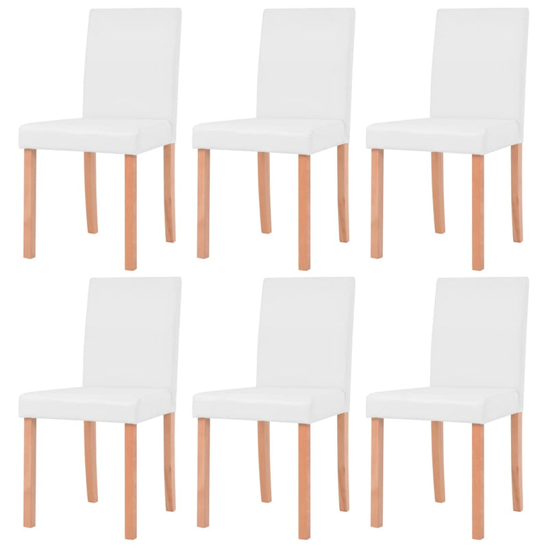 vidaXL 7 részes krémszínű műbőr és tölgyfa étkezőgarnitúra