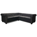 vidaXL 5 személyes fekete műbőr Chesterfield sarokkanapé