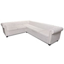 vidaXL 6 személyes fehér műbőr Chesterfield sarok kanapé