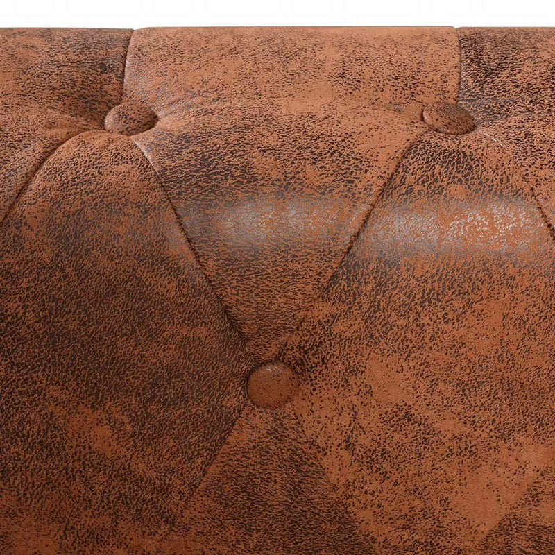 vidaXL 6 személyes barna műbőr Chesterfield sarok kanapé