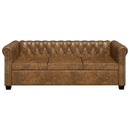 vidaXL 3 személyes barna műbőr Chesterfield kanapé