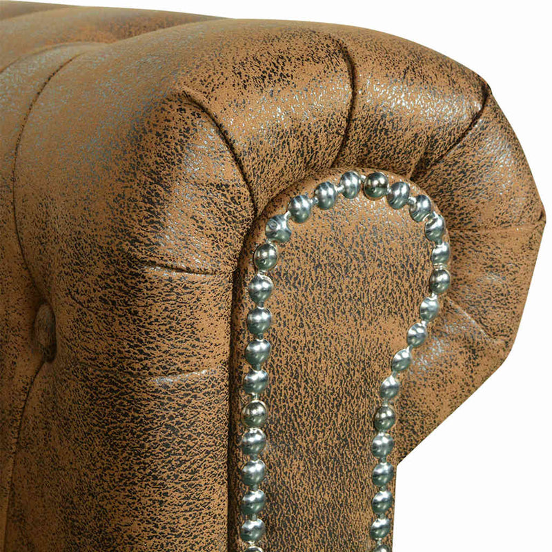 vidaXL 3 személyes barna műbőr Chesterfield kanapé