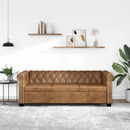 vidaXL 3 személyes barna műbőr Chesterfield kanapé