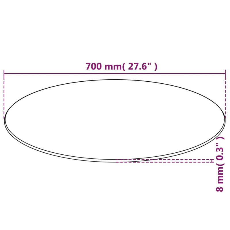 vidaXL edzett üveg asztallap kerek 700 mm