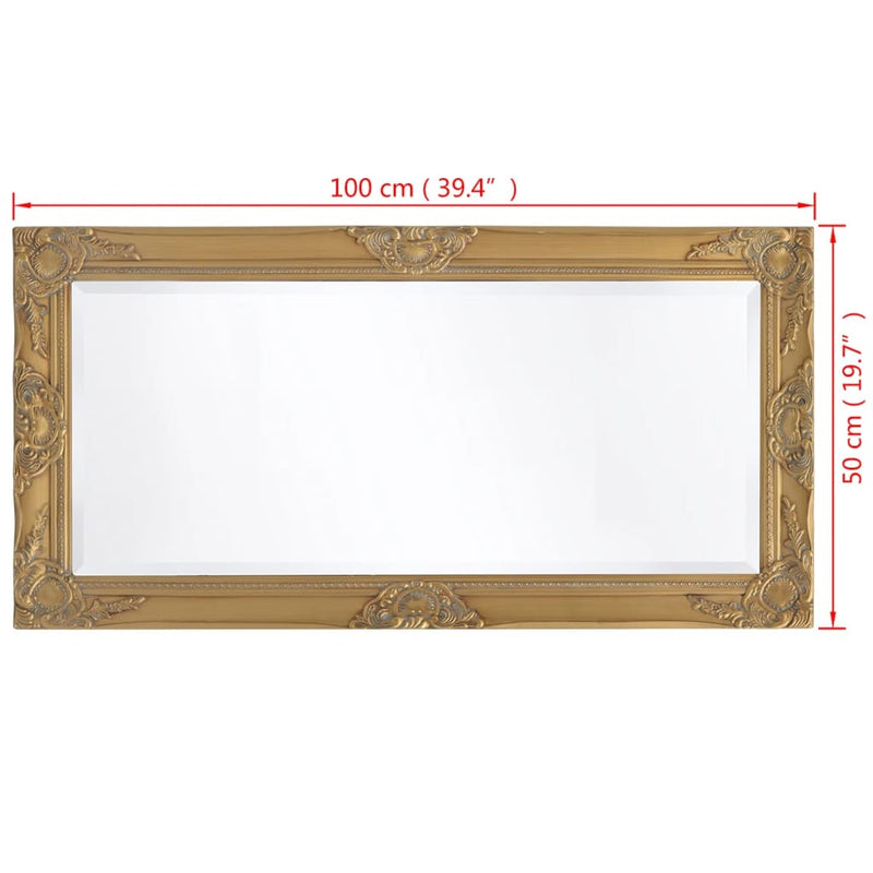 vidaXL aranyszínű barokk stílusú fali tükör 100 x 50 cm