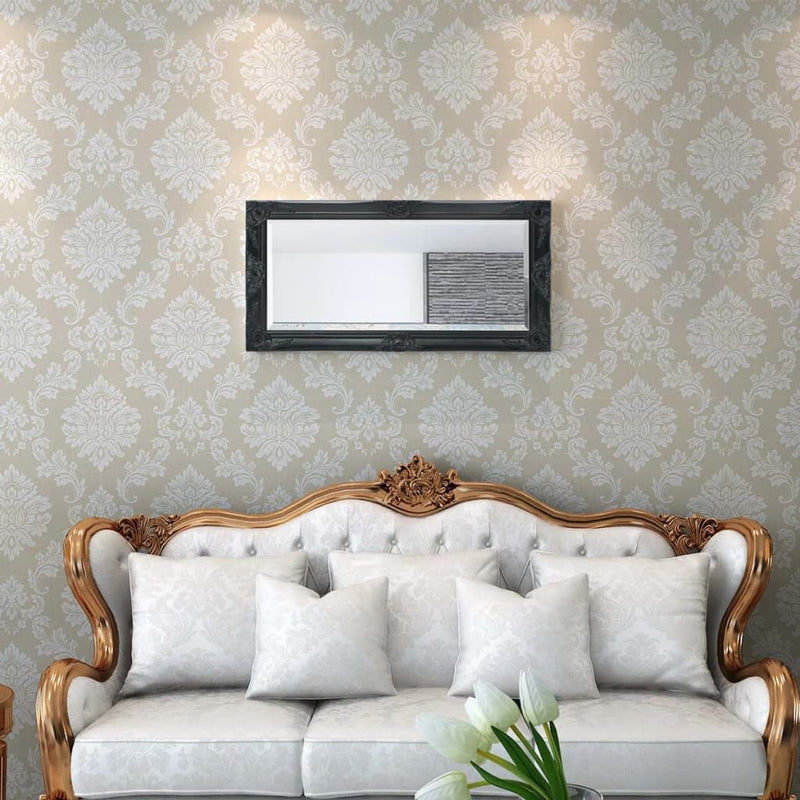 vidaXL 100x50 cm fekete barokk stílusú fali tükör