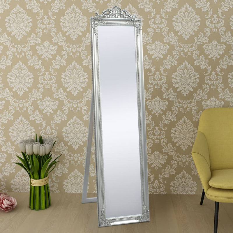 vidaXL ezüstszínű barokk stílusú szabadon álló tükör 160 x 40 cm