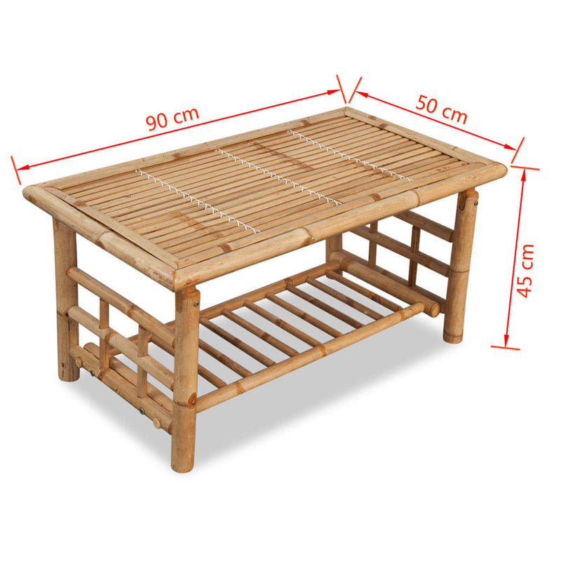 vidaXL  bambusz dohányzóasztal 90 x 50 x 45 cm