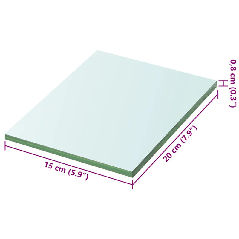 vidaXL 20x15 cm átlátszó panel üvegpolc