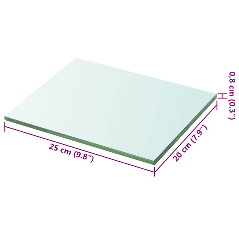 vidaXL 20x25 cm átlátszó panel üvegpolc