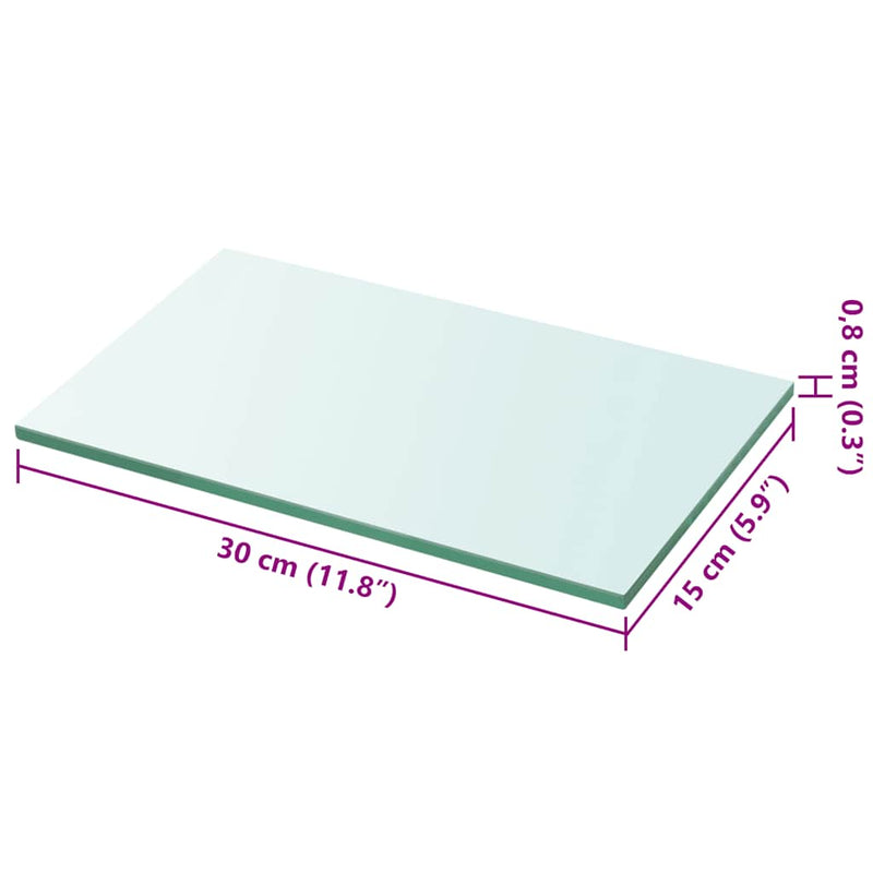 vidaXL 30x15 cm átlátszó panel üvegpolc