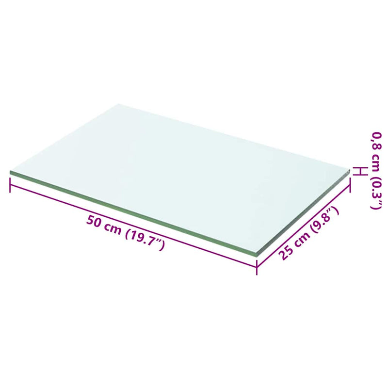 vidaXL 50x25 cm átlátszó panel üvegpolc