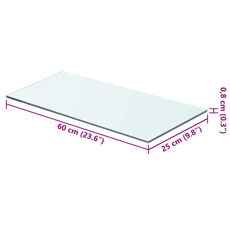 vidaXL 60x25 cm átlátszó panel üvegpolc