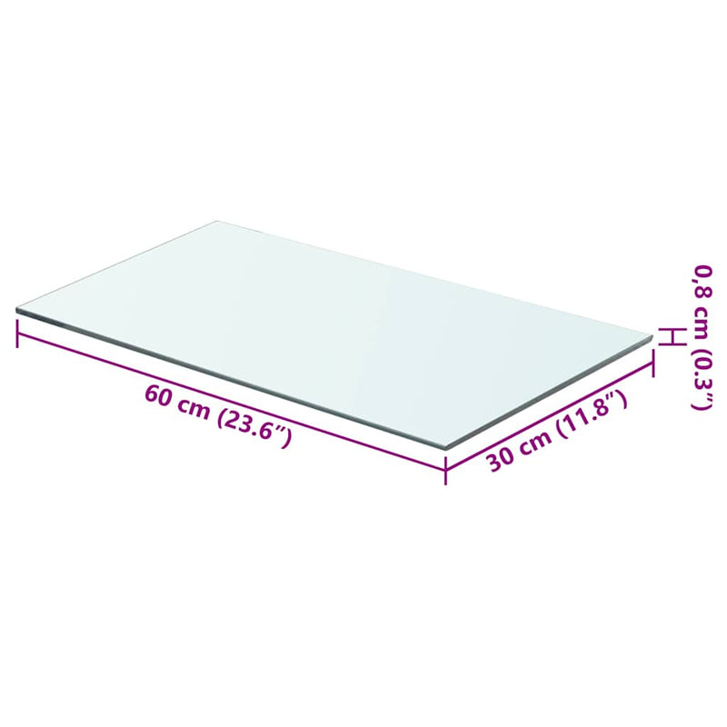 vidaXL Átlátszó üvegpolc 60x30 cm