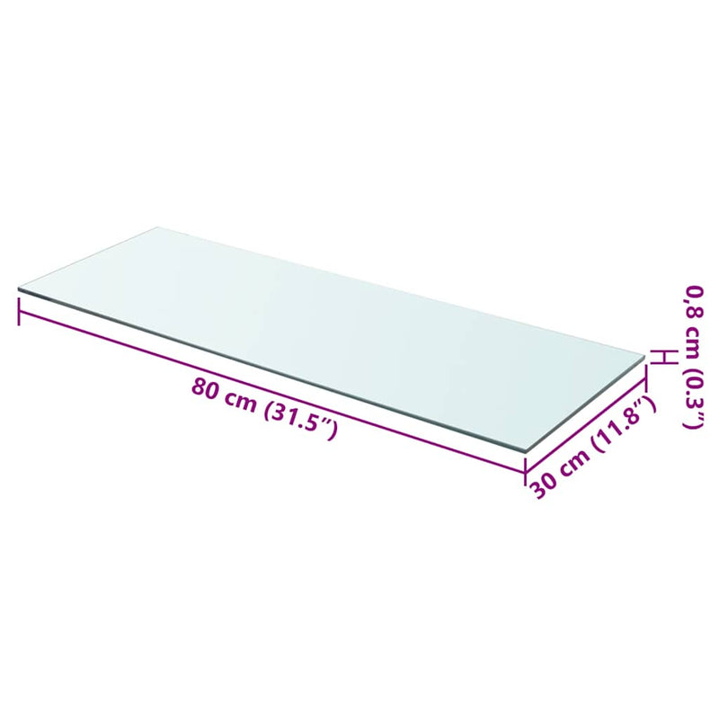 vidaXL 80x30 cm átlátszó panel üvegpolc