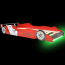 vidaXL piros versenyautó alakú LED-es gyerekágy 90 x 200 cm