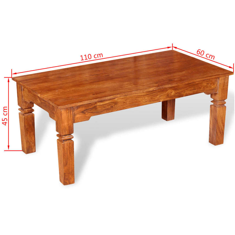 vidaXL tömör fa dohányzóasztal 110 x 60 x 45 cm