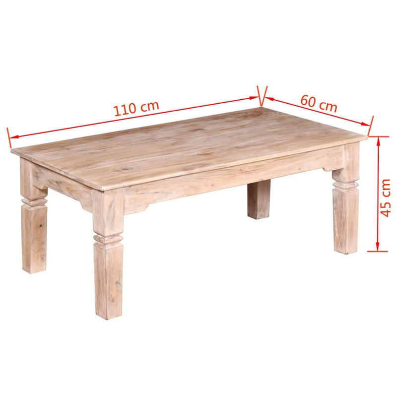 vidaXL tömör akácfa dohányzóasztal 110x60x45 cm