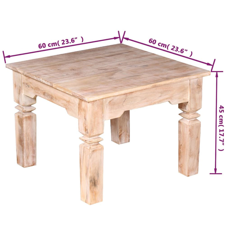 vidaXL tömör akácfa dohányzóasztal 60x60x45 cm