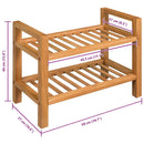 vidaXL tömör tölgyfa cipőtartó 2 polccal 50 x 27 x 40 cm