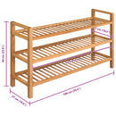 vidaXL tömör tölgyfa cipőtartó 3 polccal 100 x 27 x 60 cm