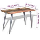 vidaXL tömör újrahasznosított fa étkezőasztal 120 x 60 x 76 cm