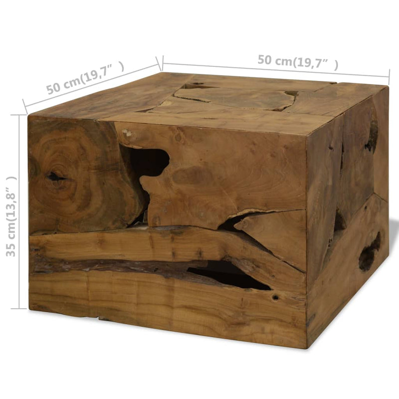 vidaXL barna, valódi tíkfa dohányzóasztal 50 x 50 x 35 cm