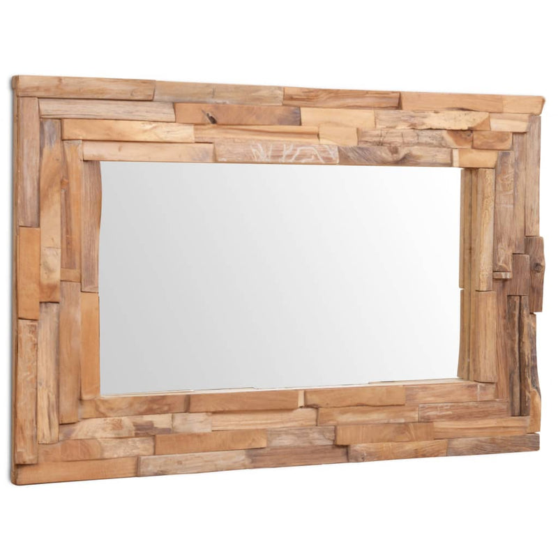 vidaXL dekoratív és téglalap-alakú tükör tíkfából 90 x 60 cm