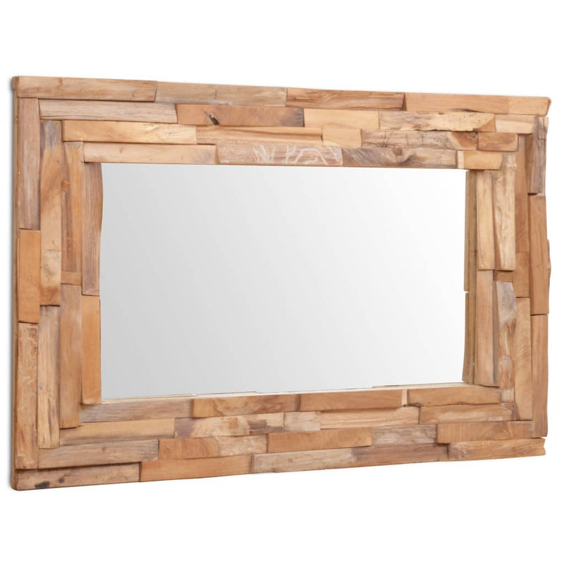 vidaXL dekoratív és téglalap-alakú tükör tíkfából 90 x 60 cm