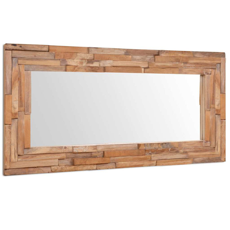 vidaXL dekoratív és téglalap-alakú tükör tíkfából 120 x 60 cm