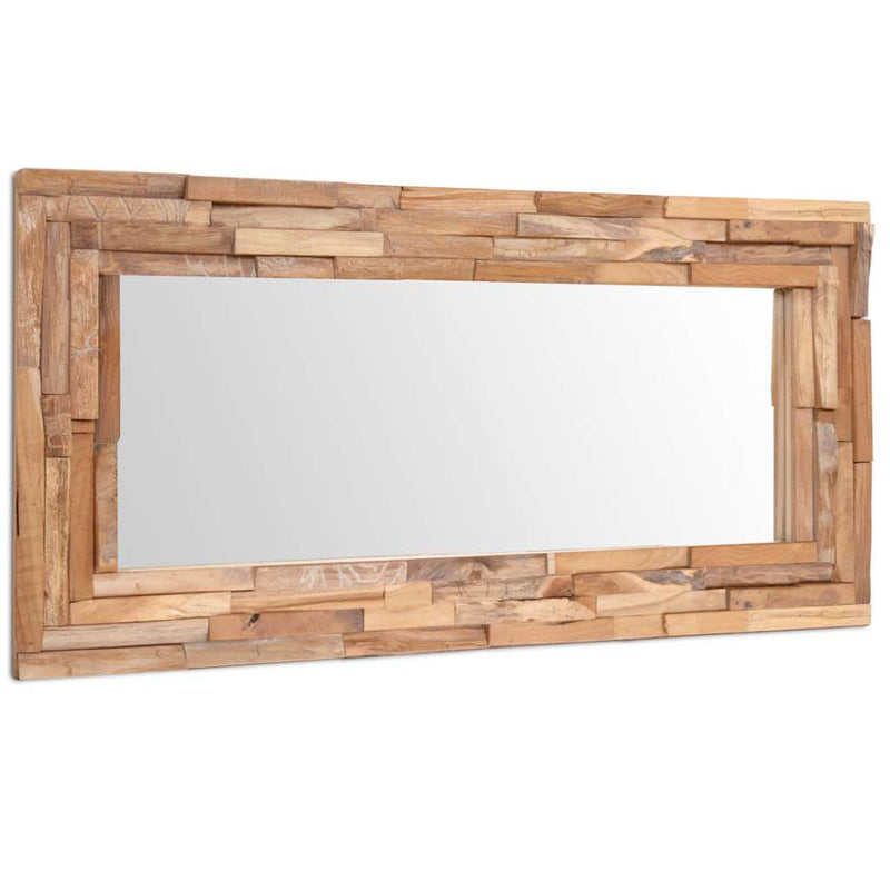 vidaXL dekoratív és téglalap-alakú tükör tíkfából 120 x 60 cm