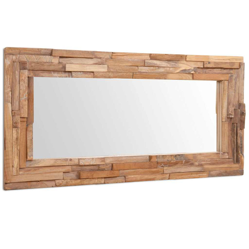 vidaXL dekoratív és téglalap-alakú tükör tíkfából 120 x 60 cm