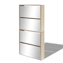 vidaXL 4 szintes tükrös tölgy cipőszekrény 63 x 17 x 134 cm