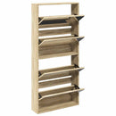 vidaXL 4 szintes tükrös tölgy cipőszekrény 63 x 17 x 134 cm