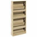vidaXL 4 szintes tükrös tölgy cipőszekrény 63 x 17 x 134 cm