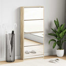 vidaXL 4 szintes tükrös tölgy cipőszekrény 63 x 17 x 134 cm