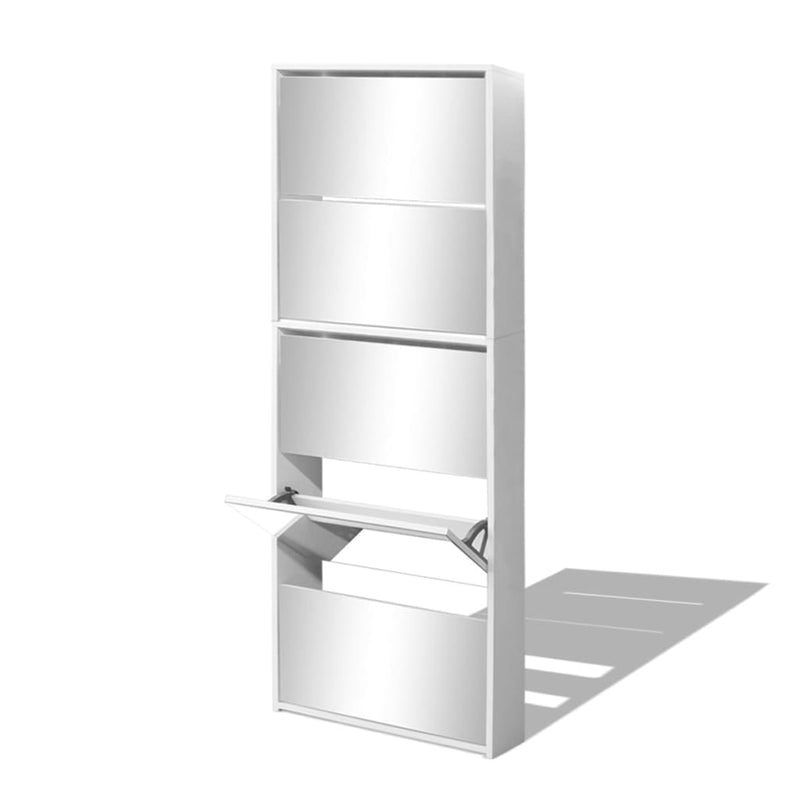 vidaXL fehér 5 szintes tükrös cipőszekrény 63 x 17 x 169,5 cm
