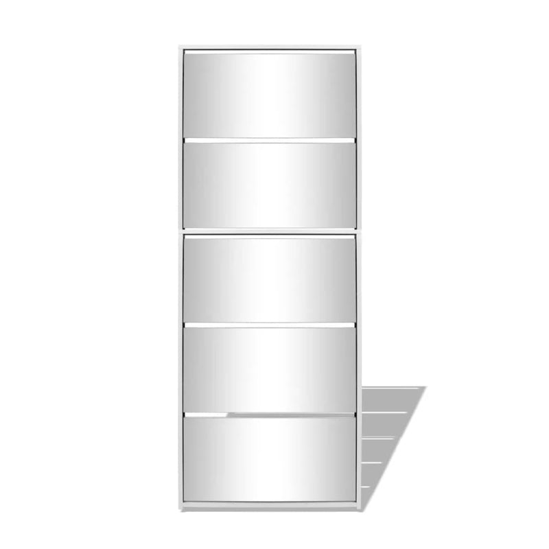 vidaXL fehér 5 szintes tükrös cipőszekrény 63 x 17 x 169,5 cm